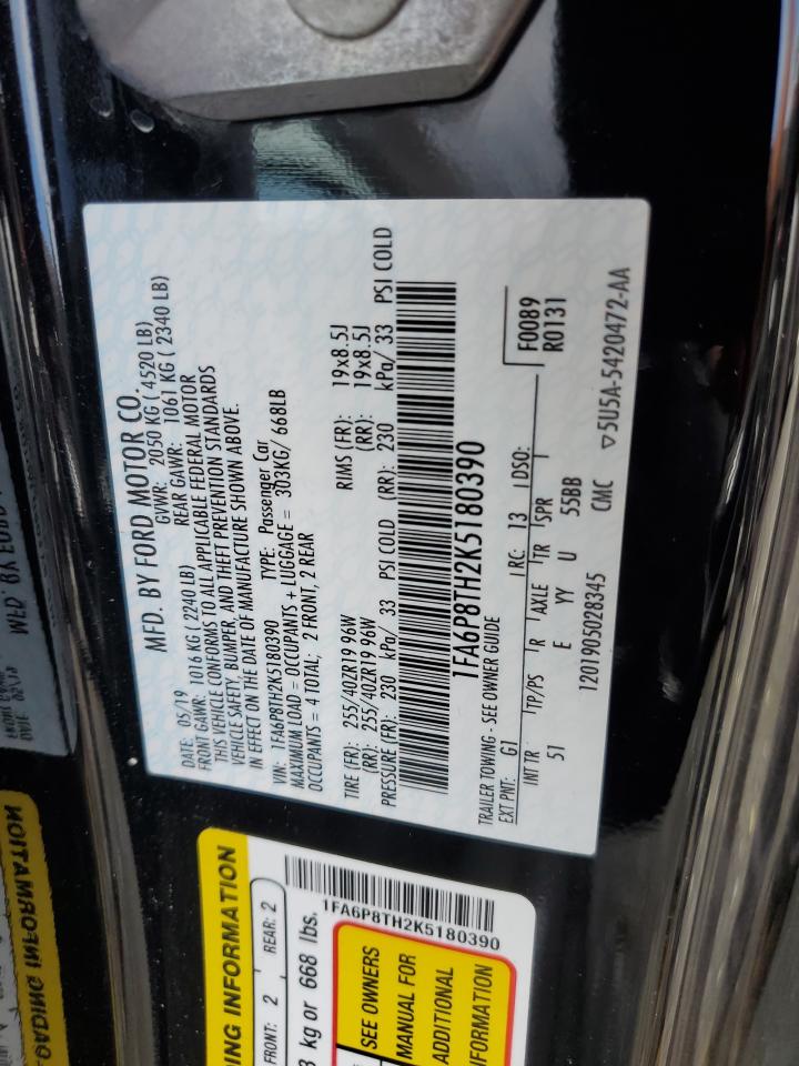 2019 FORD Mustang VIN 1FA6P8TH2K5180390 photo 12