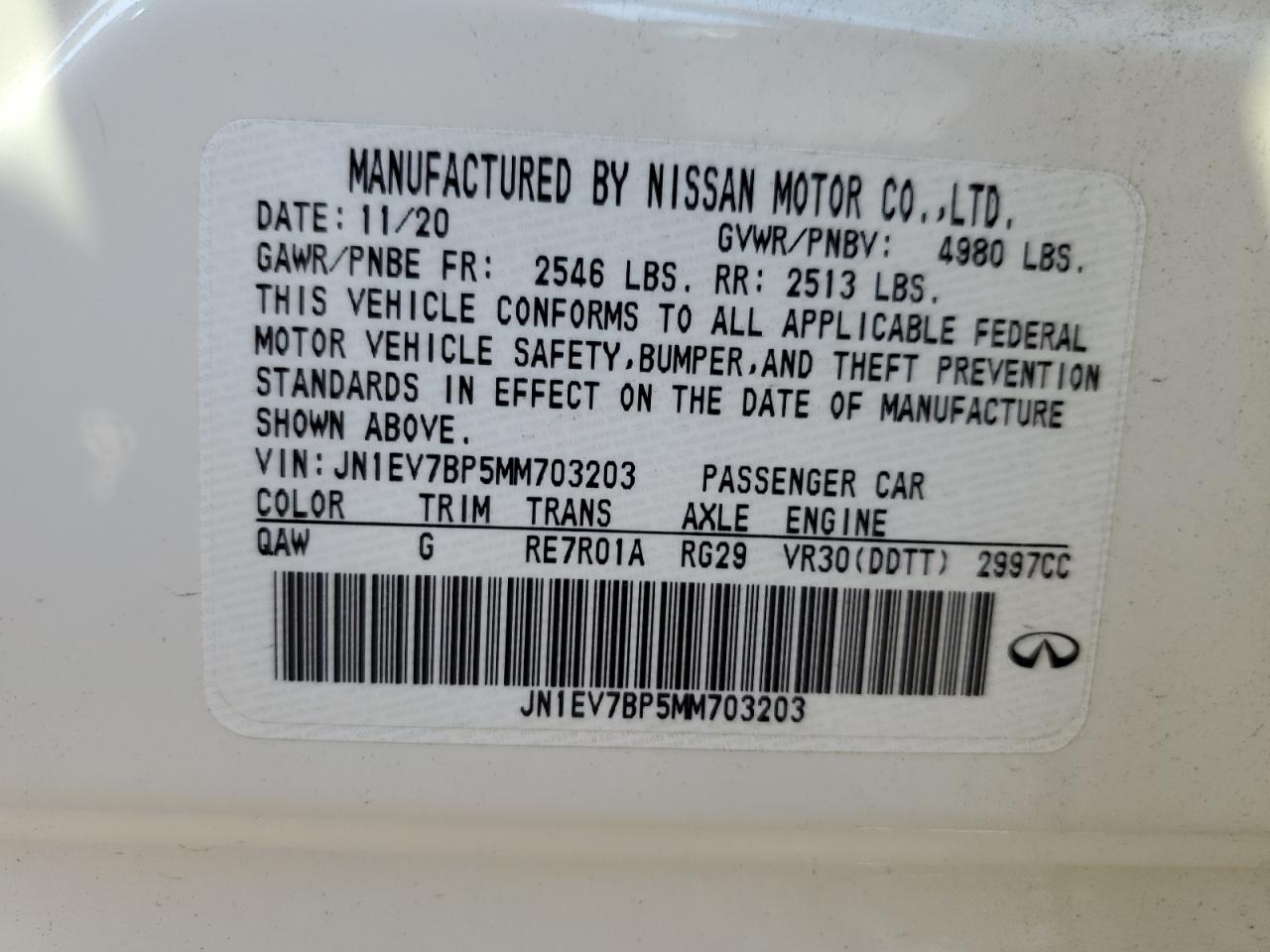 2021 INFINITI Q50 VIN JN1EV7BP5MM703203 photo 12