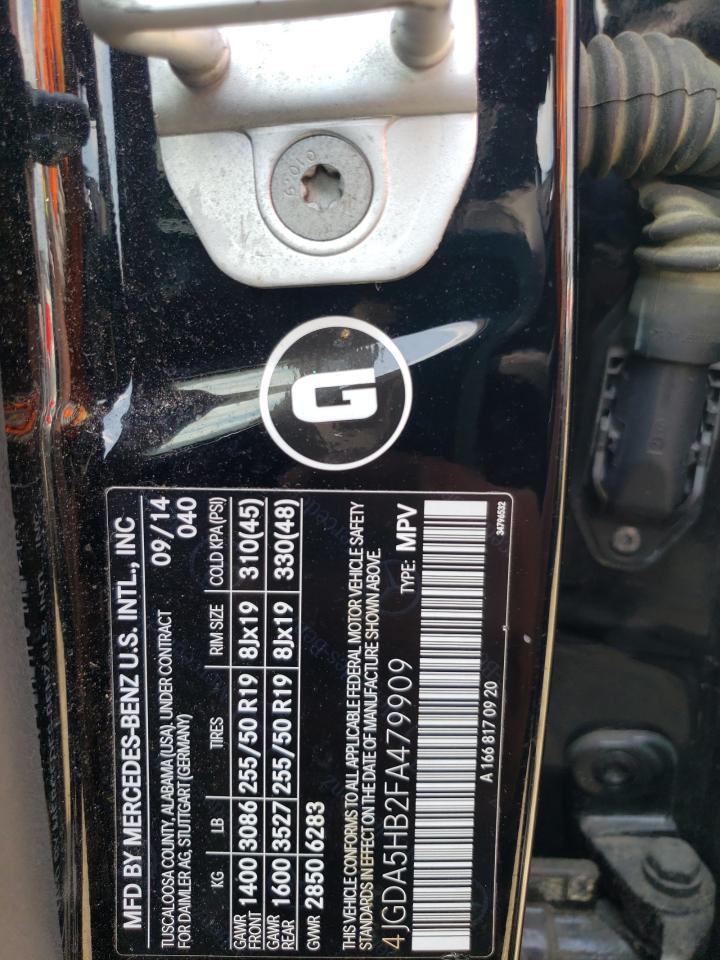2015 MERCEDES-BENZ M-class VIN 4JGDA5HB2FA479909 photo 12