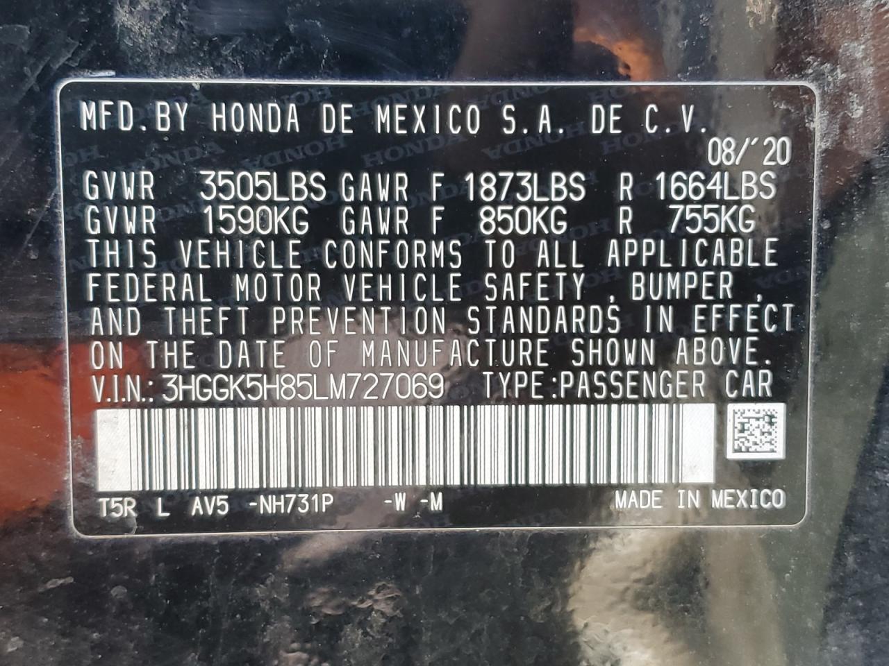 2020 Honda Fit VIN 3HGGK5H85LM727069 photo 12
