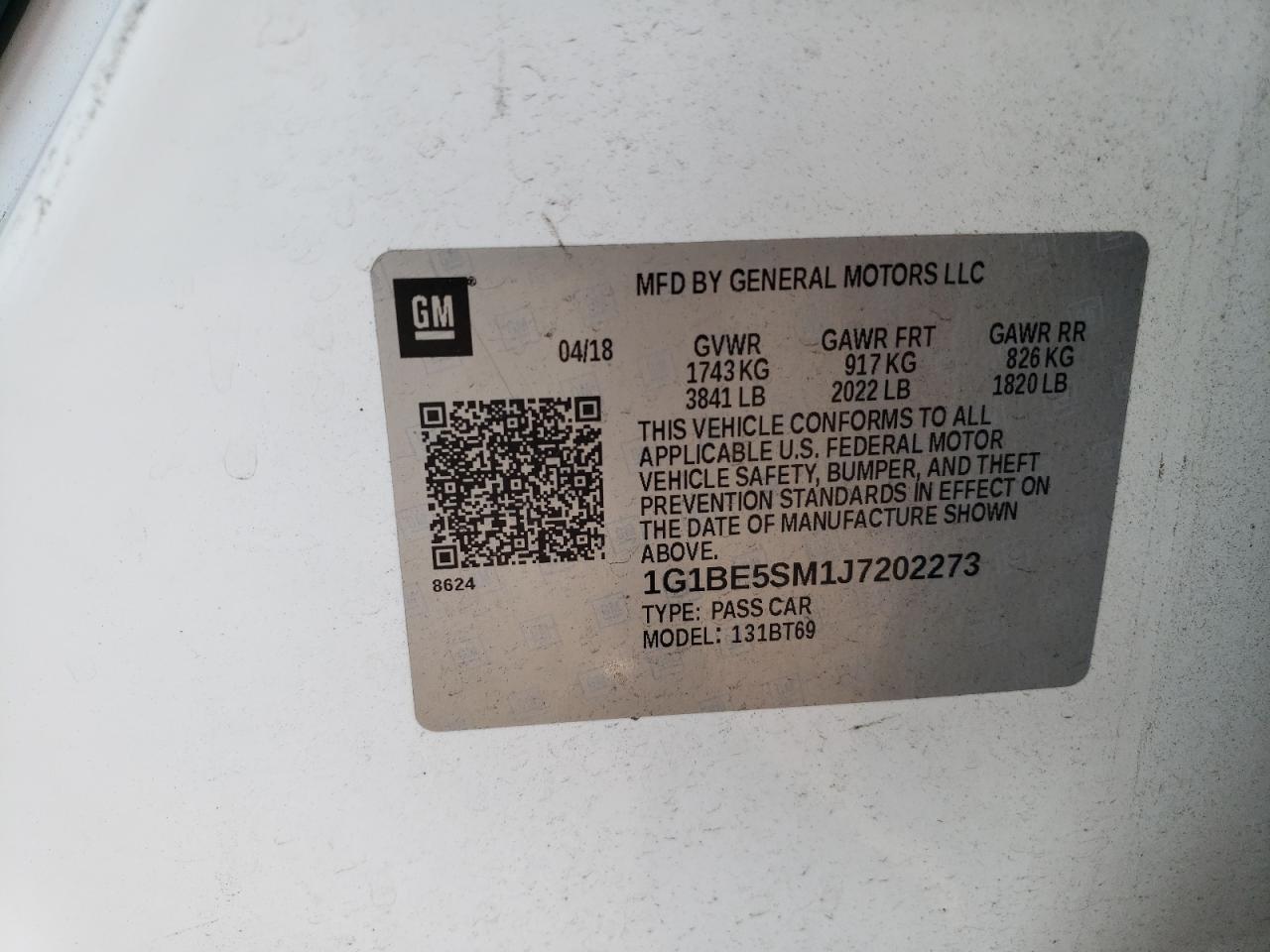 2018 Chevrolet Cruze VIN 1G1BE5SM1J7202273 photo 12