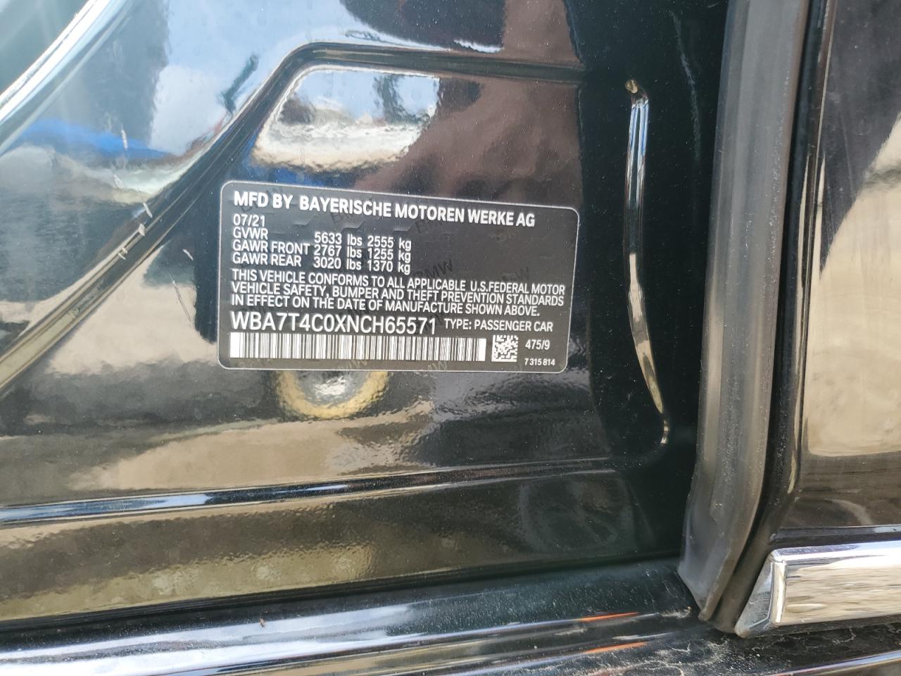 2022 BMW 7 series VIN WBA7T4C0XNCH65571 photo 12