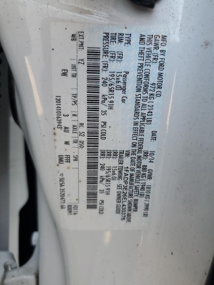 2014 Ford All models VIN 1FADP3E26EL430376 photo 12