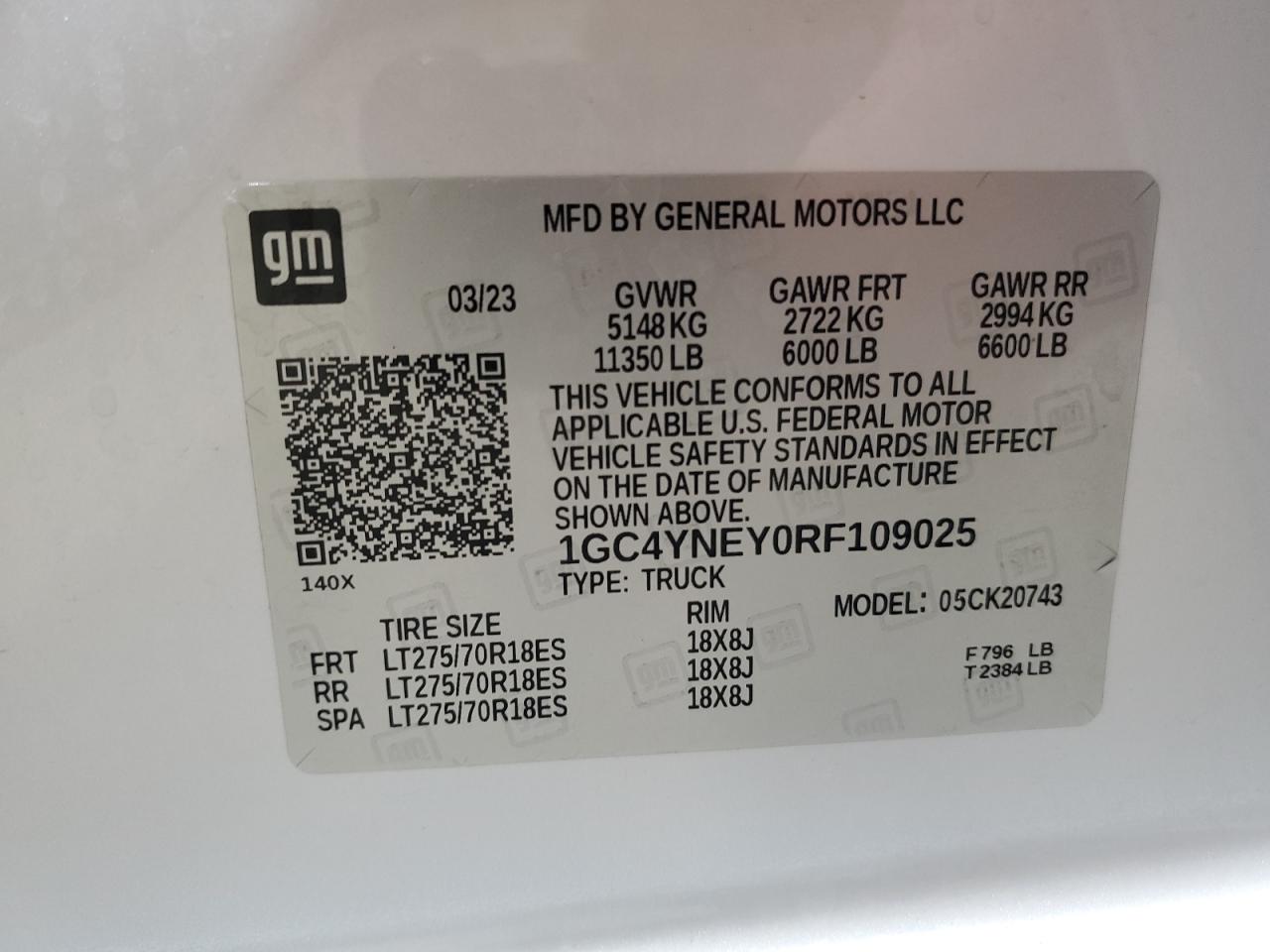 2024 Chevrolet All models VIN 1GC4YNEY0RF109025 photo 12