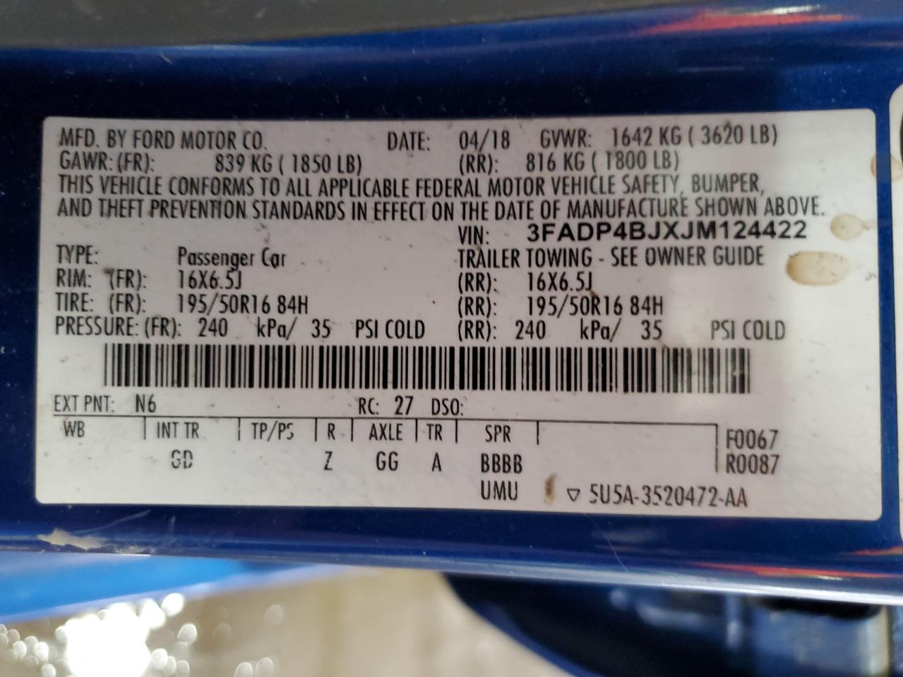 2018 Ford Fiesta VIN 3FADP4BJXJM124422 photo 12