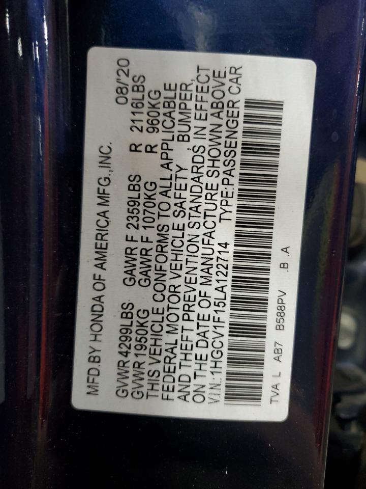 2020 Honda Accord VIN 1HGCV1F15LA122714 photo 12