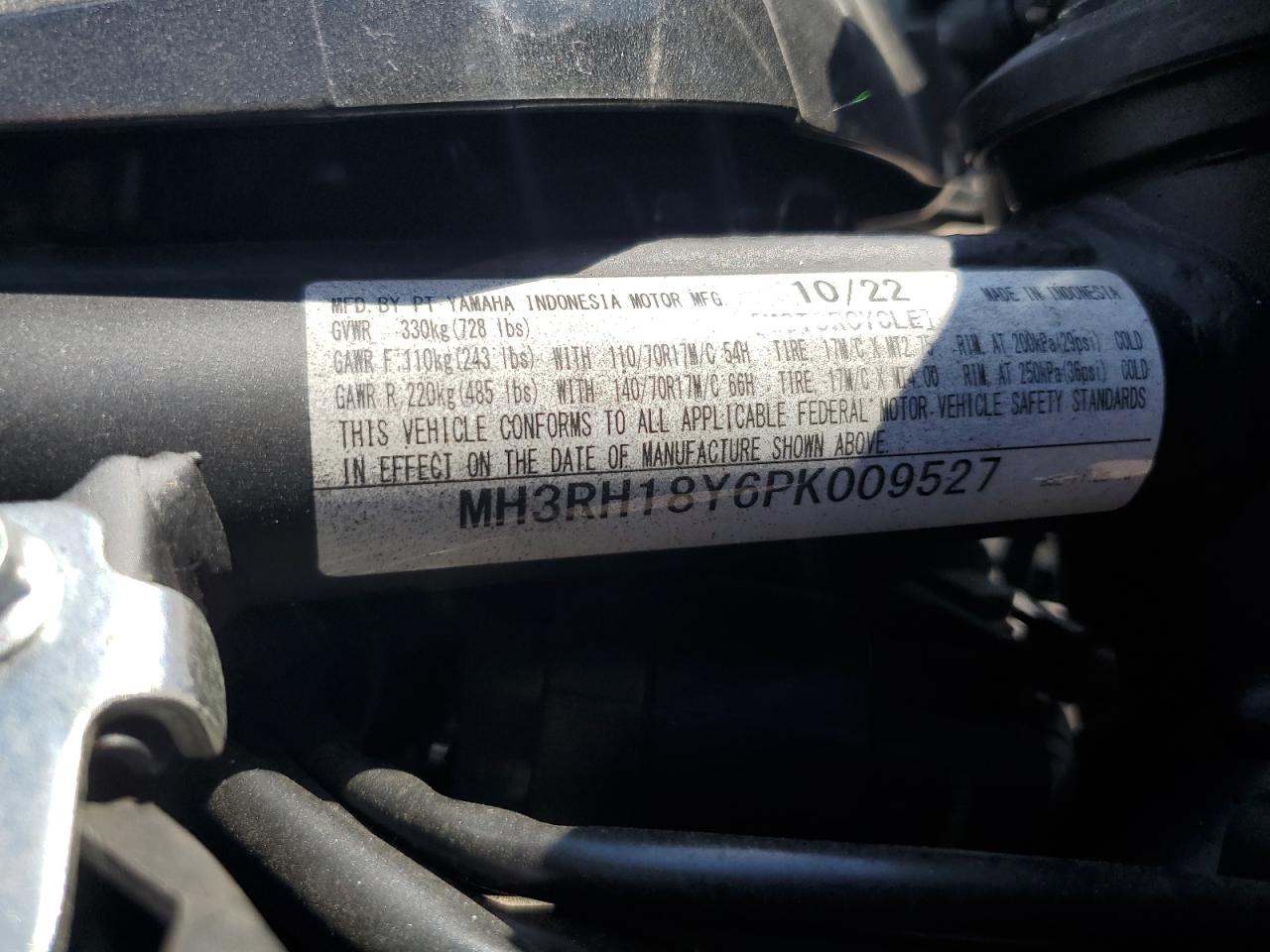 2023 YAMAHA Yzfr3 a VIN MH3RH18Y6PK009527 photo 8