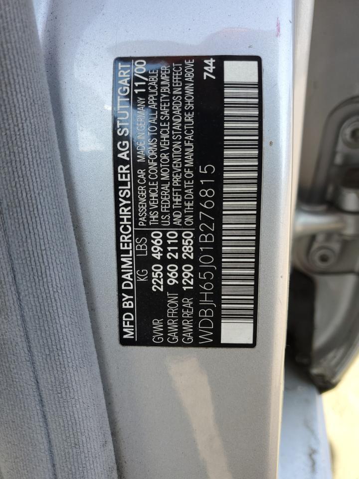 2001 Mercedes-Benz E-class VIN WDBJH65J01B276815 photo 12