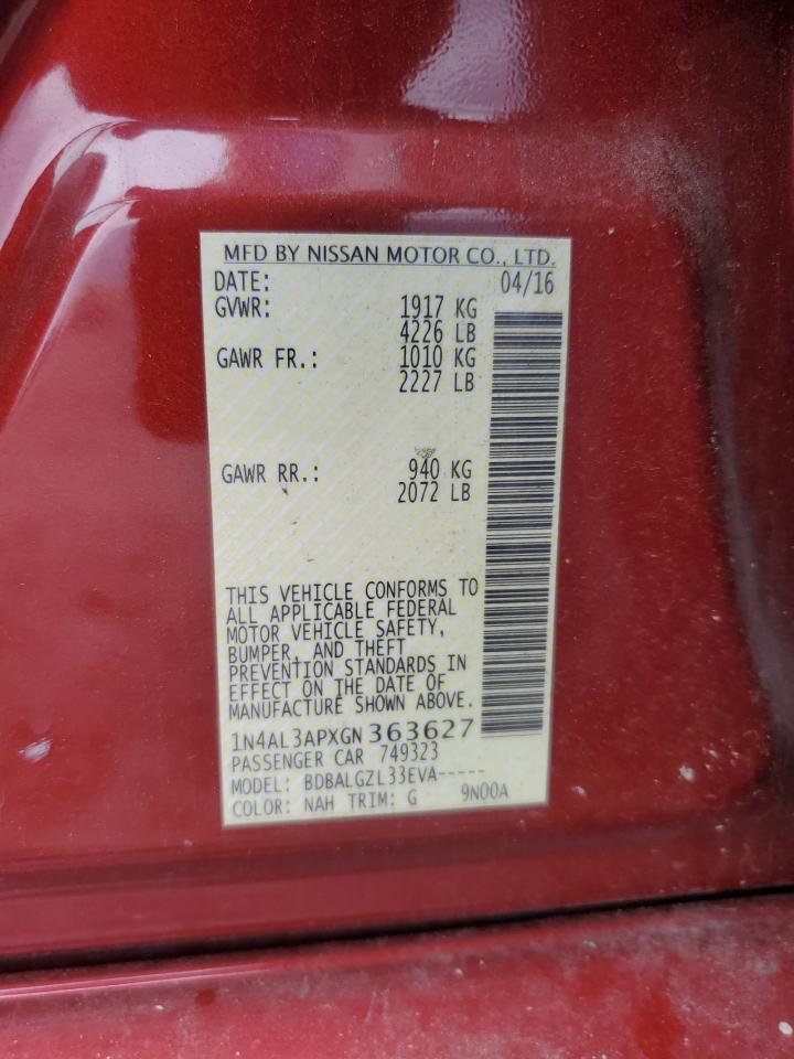 2016 Nissan Altima VIN 1N4AL3APXGN363627 photo 12