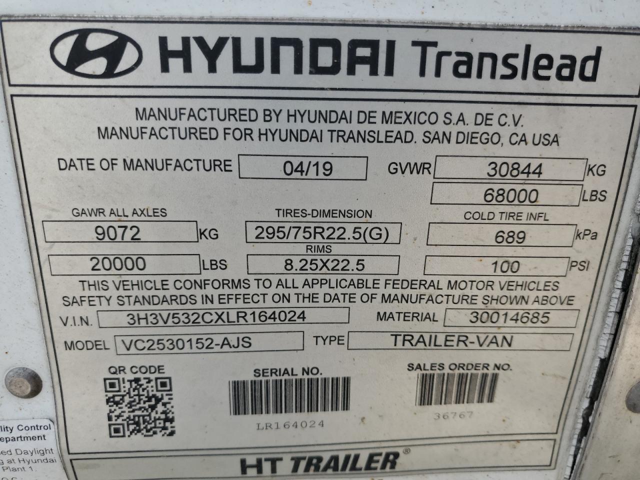 2020 Hyundai All models VIN 3H3V532CXLR164024 photo 10