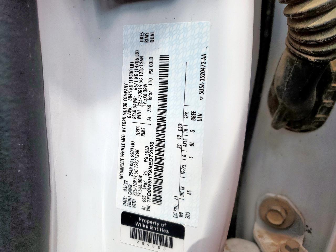 2022 Ford F550 VIN 1FD0W5HT9NED72906 photo 12