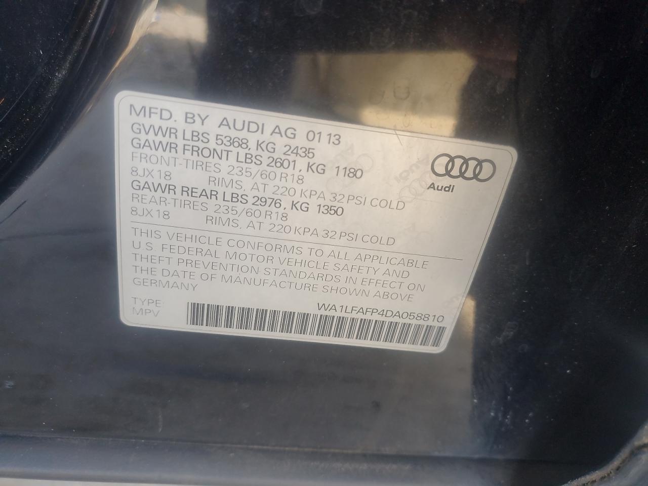 2013 Audi Q5 VIN WA1LFAFP4DA058810 photo 12