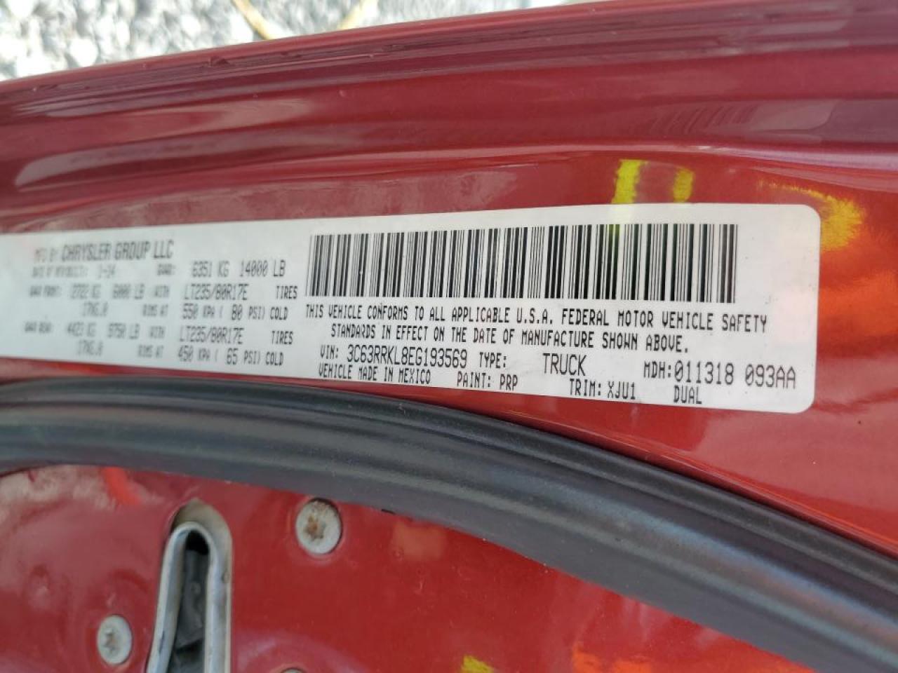 2014 Ram 3500 VIN 3C63RRKL8EG193569 photo 12