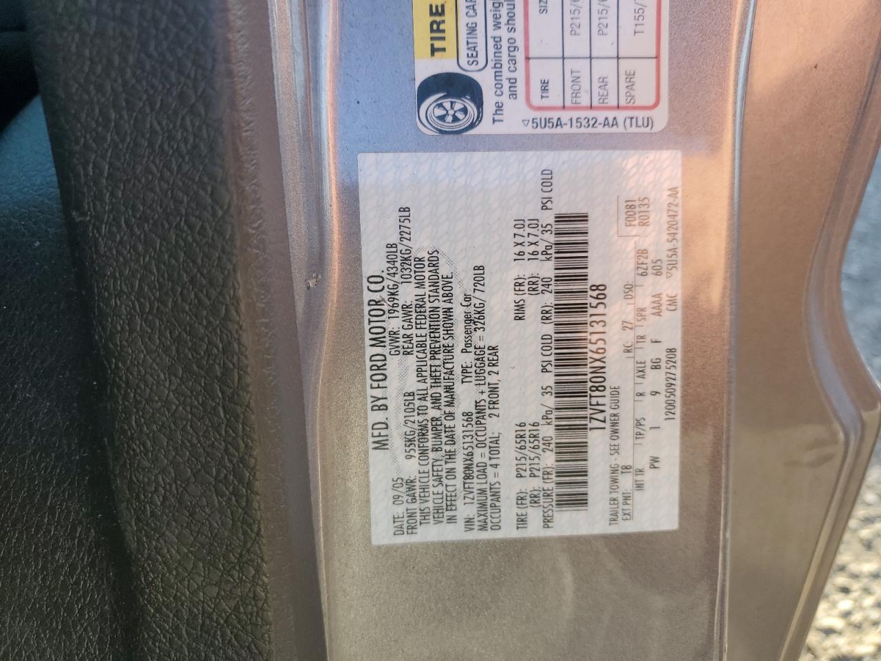 2006 Ford All models VIN 1ZVFT80NX65131568 photo 12