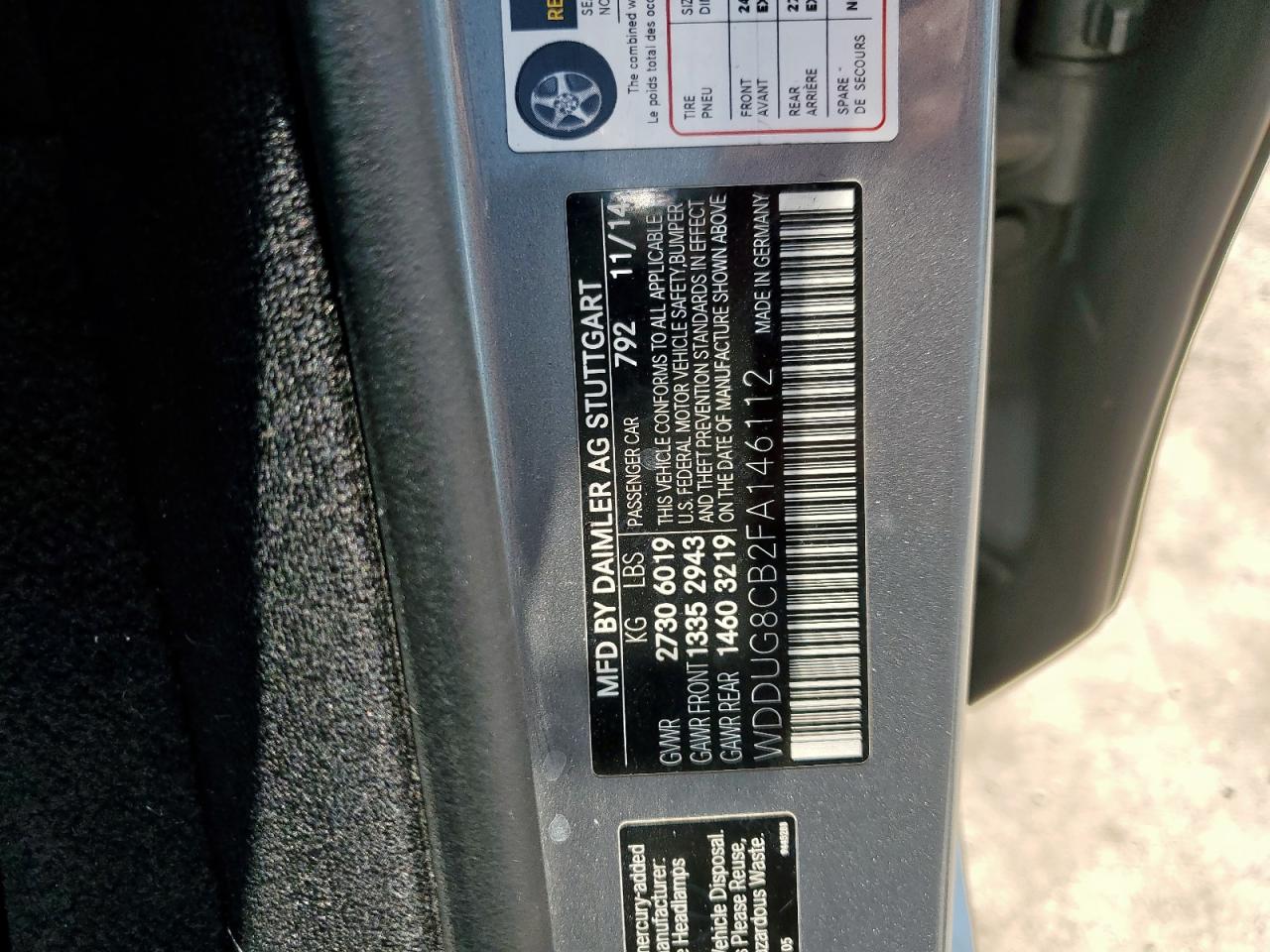 2015 Mercedes-Benz S class VIN WDDUG8CB2FA146112 photo 12