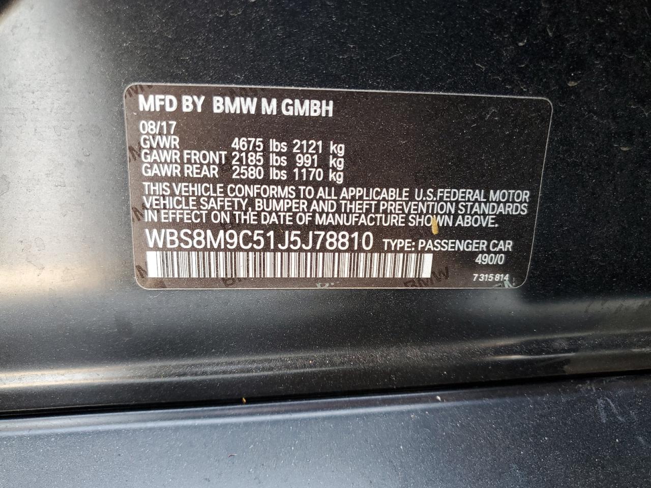 2018 BMW M3 VIN WBS8M9C51J5J78810 photo 12