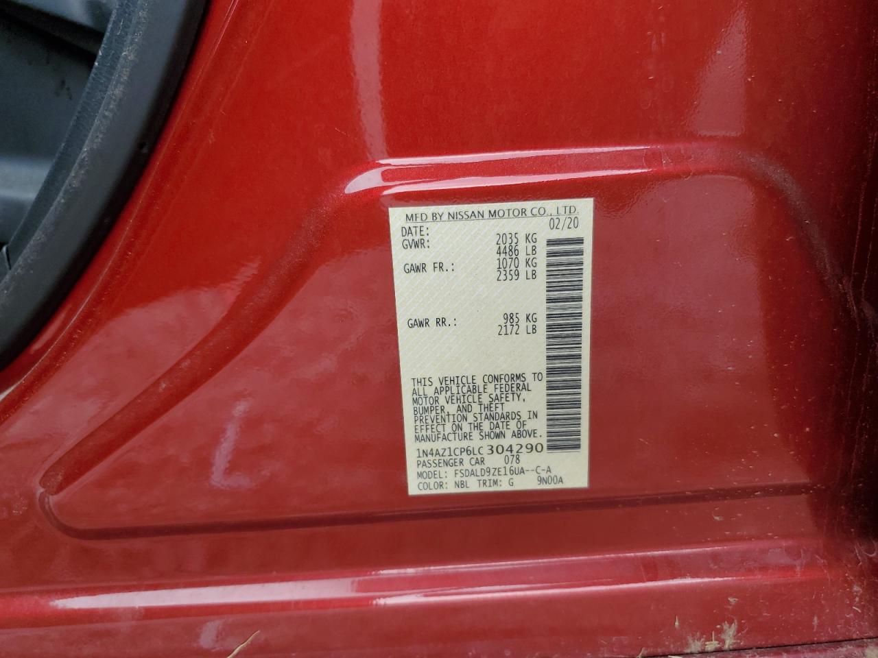 2020 NISSAN Leaf VIN 1N4AZ1CP6LC304290 photo 12