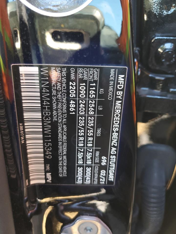 2021 MERCEDES-BENZ Glb-class VIN W1N4M4HB3MW115349 photo 12