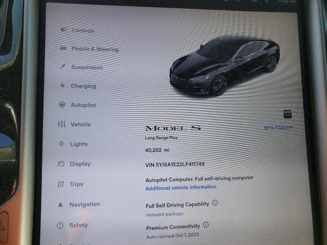 2020 Tesla Model s VIN 5YJSA1E22LF411749 photo 9