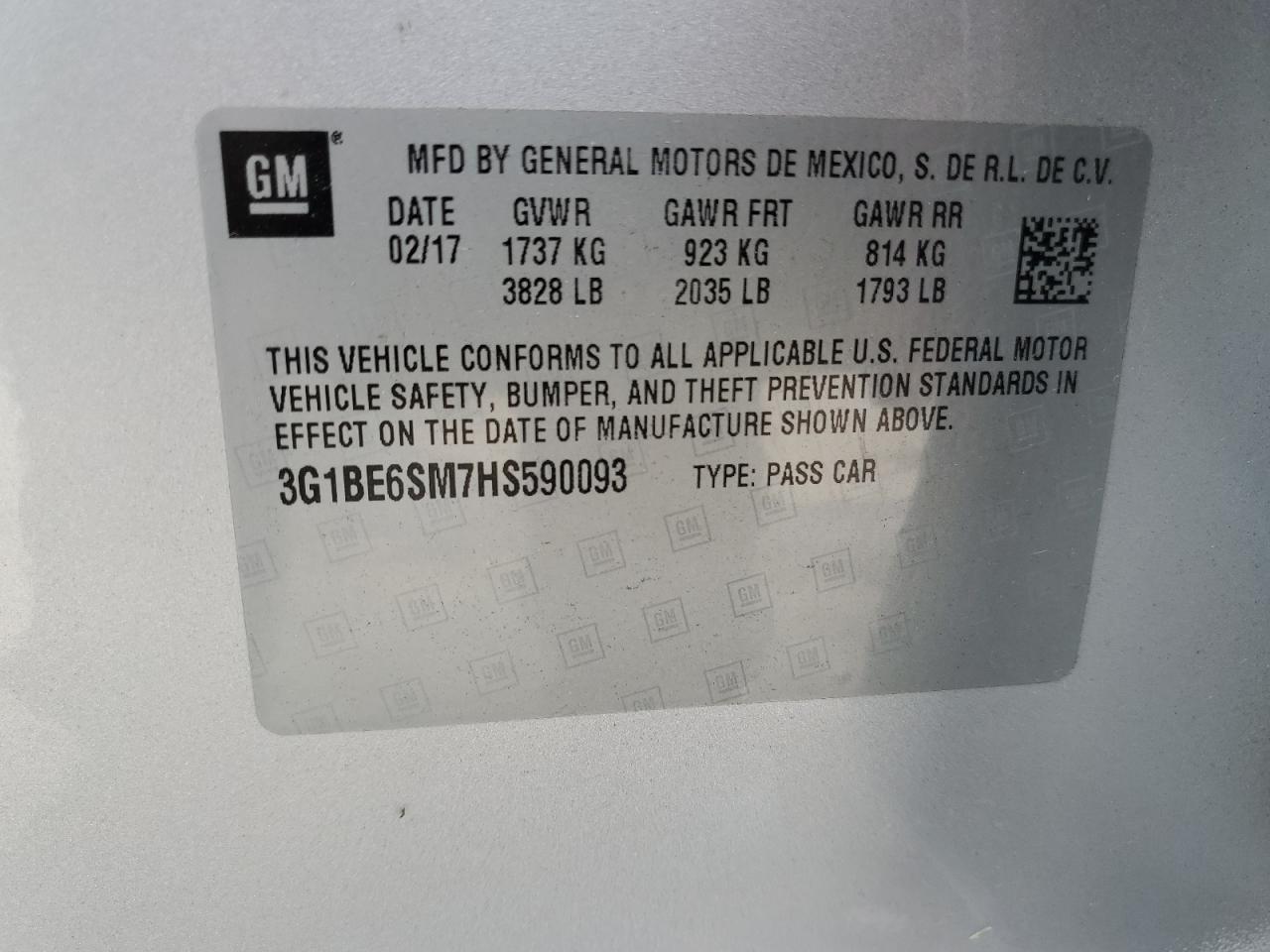 2017 Chevrolet Cruze VIN 3G1BE6SM7HS590093 photo 12