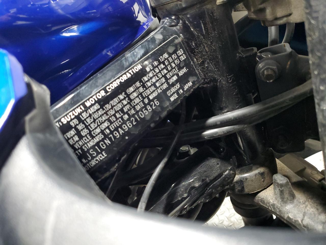 2006 Suzuki Gsx600 VIN JS1GN79A962105826 photo 10