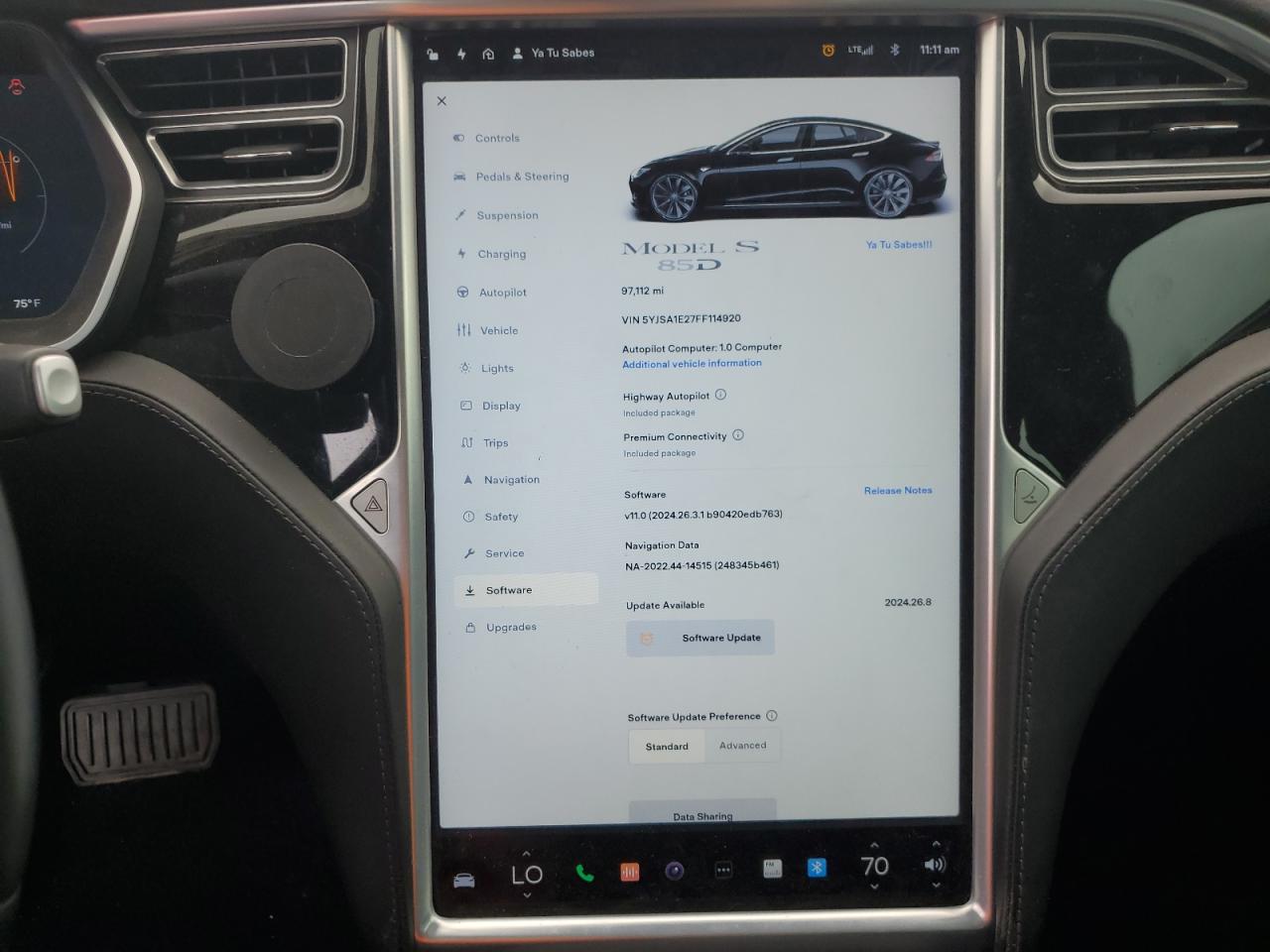 2015 TESLA Model s VIN 5YJSA1E27FF114920 photo 9
