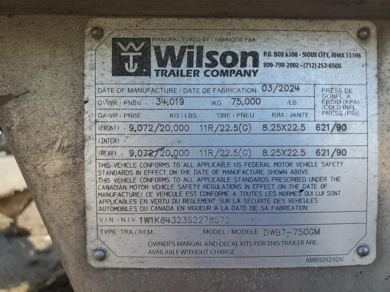 2025 WILSON All models VIN 1W1K84323S2278572 photo 10