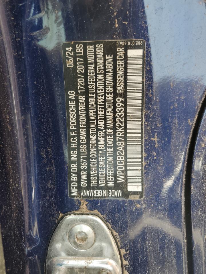 2024 Porsche Boxster VIN WP0CB2A87RK223399 photo 12