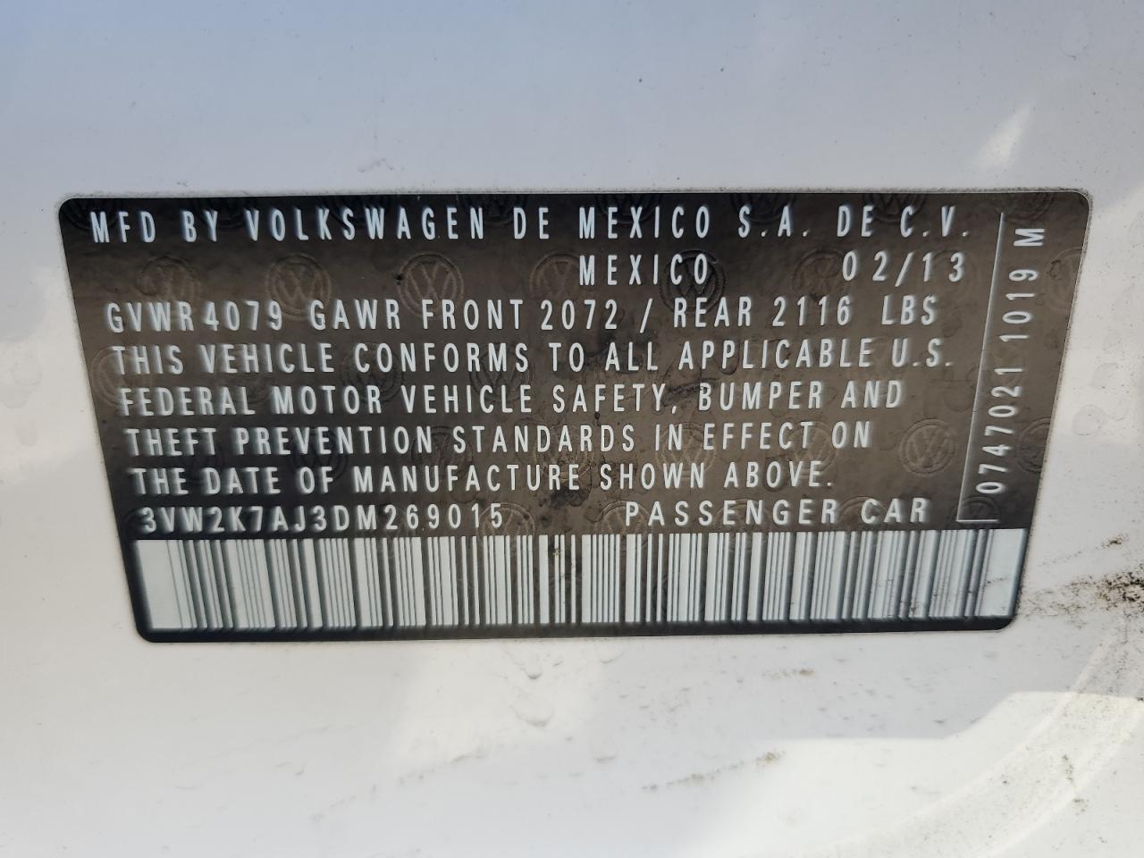 2013 Volkswagen Jetta VIN 3VW2K7AJ3DM269015 photo 12