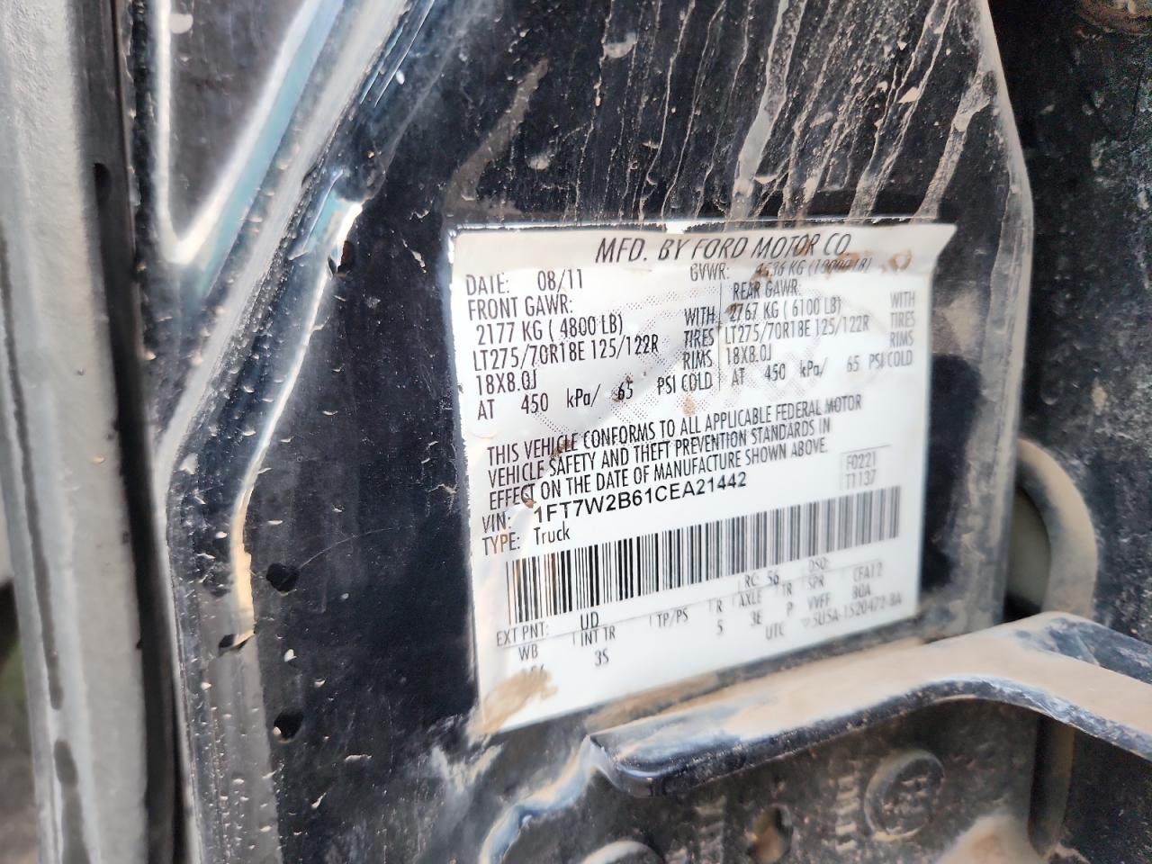 2012 Ford F250 VIN 1FT7W2B61CEA21442 photo 12