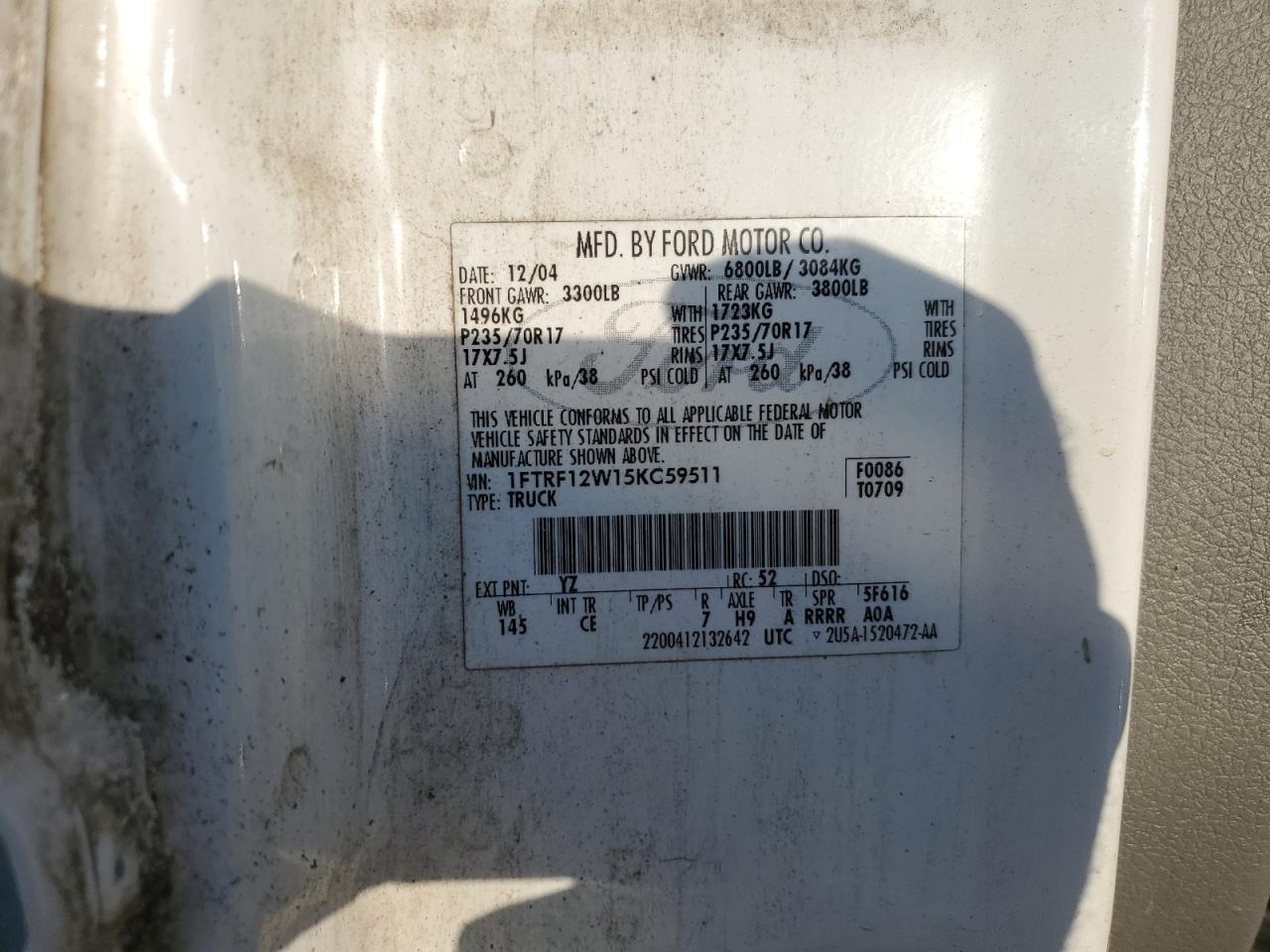 2005 Ford All models VIN 1FTRF12W15KC59511 photo 12