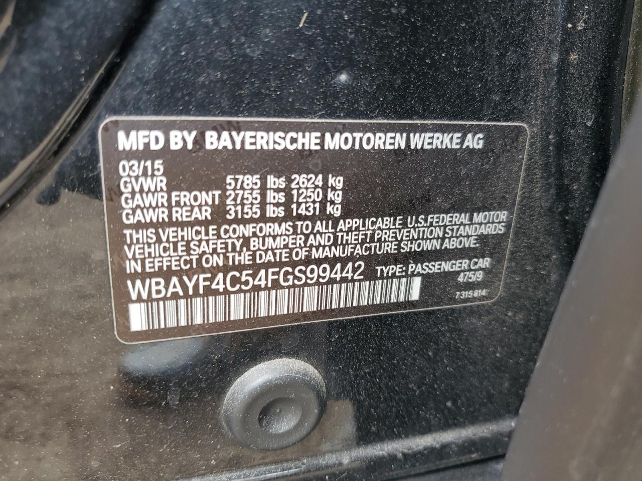 2015 BMW 7 series VIN WBAYF4C54FGS99442 photo 12