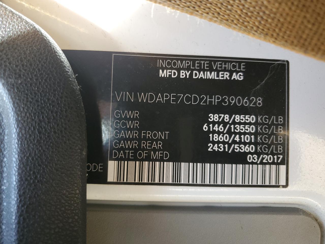 2017 Mercedes-Benz Sprinter VIN WDAPE7CD2HP390628 photo 12