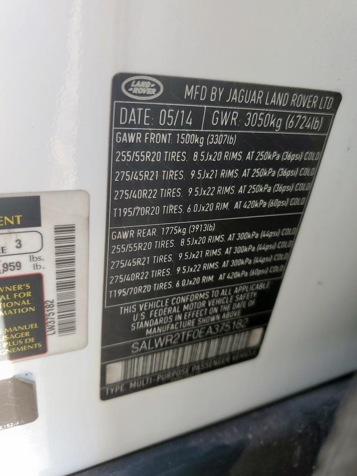 2014 Land Rangerover VIN SALWR2TF0EA375182 photo 12