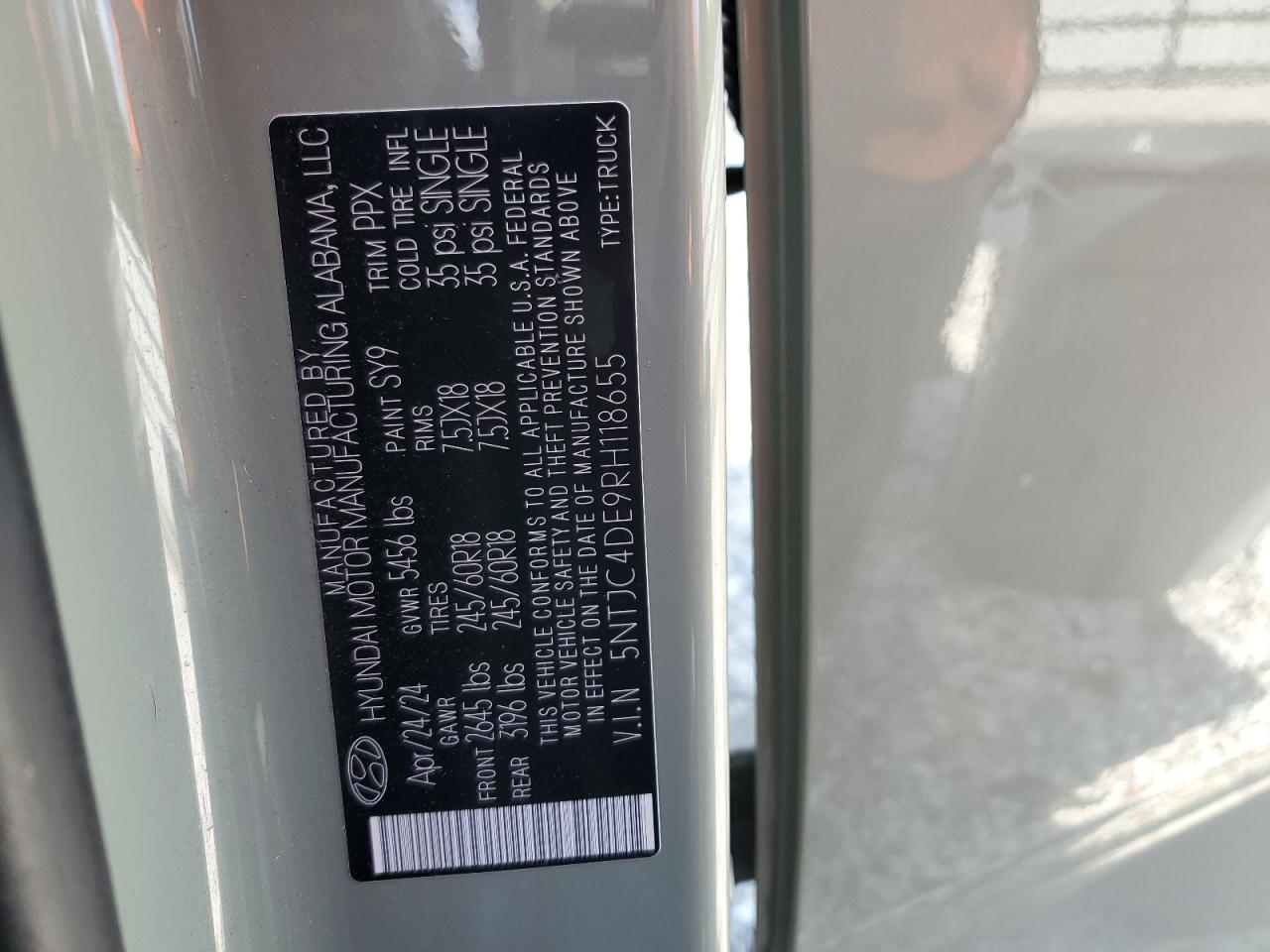 2024 Hyundai Santa cruz VIN 5NTJC4DE9RH118655 photo 12