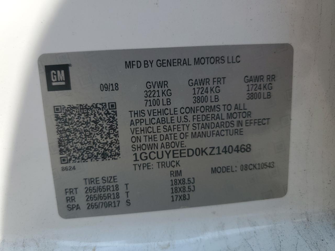 2019 Chevrolet All models VIN 1GCUYEED0KZ140468 photo 12