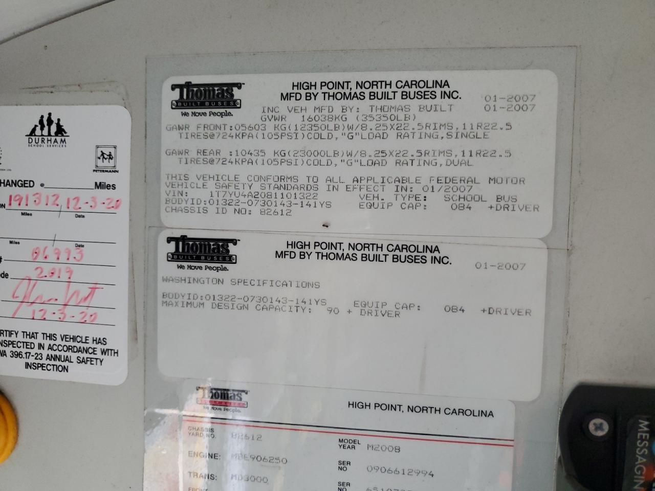 2008 THOMAS All models VIN 1T7YU4A2081101322 photo 10