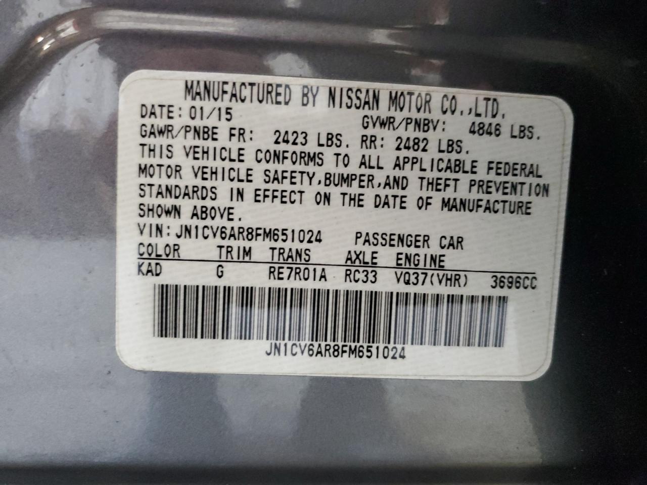 2015 Infiniti Q40 VIN JN1CV6AR8FM651024 photo 12