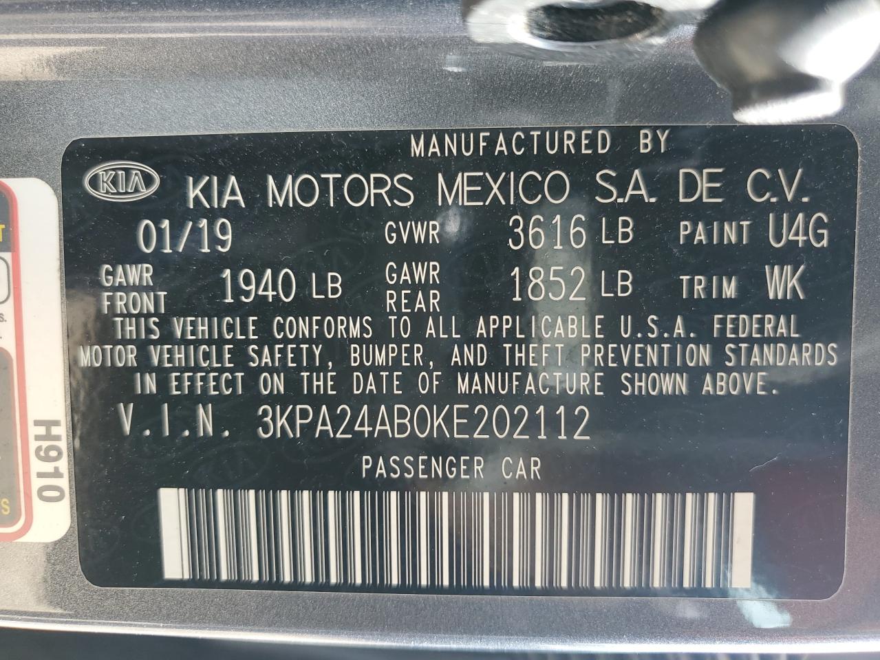 2019 Kia Rio VIN 3KPA24AB0KE202112 photo 12