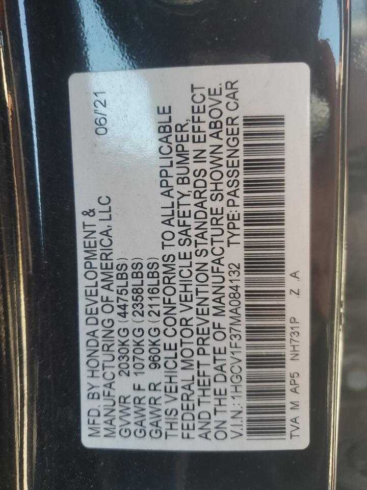 2021 HONDA Accord spo VIN 1HGCV1F37MA084132 photo 12