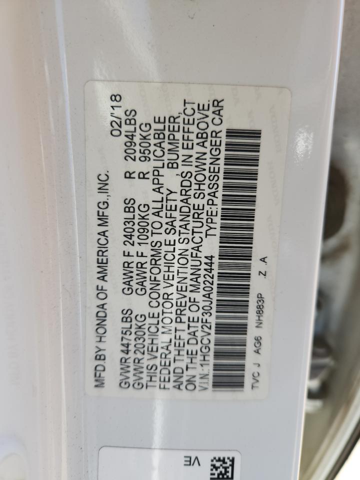 2018 Honda Accord VIN 1HGCV2F30JA022444 photo 12