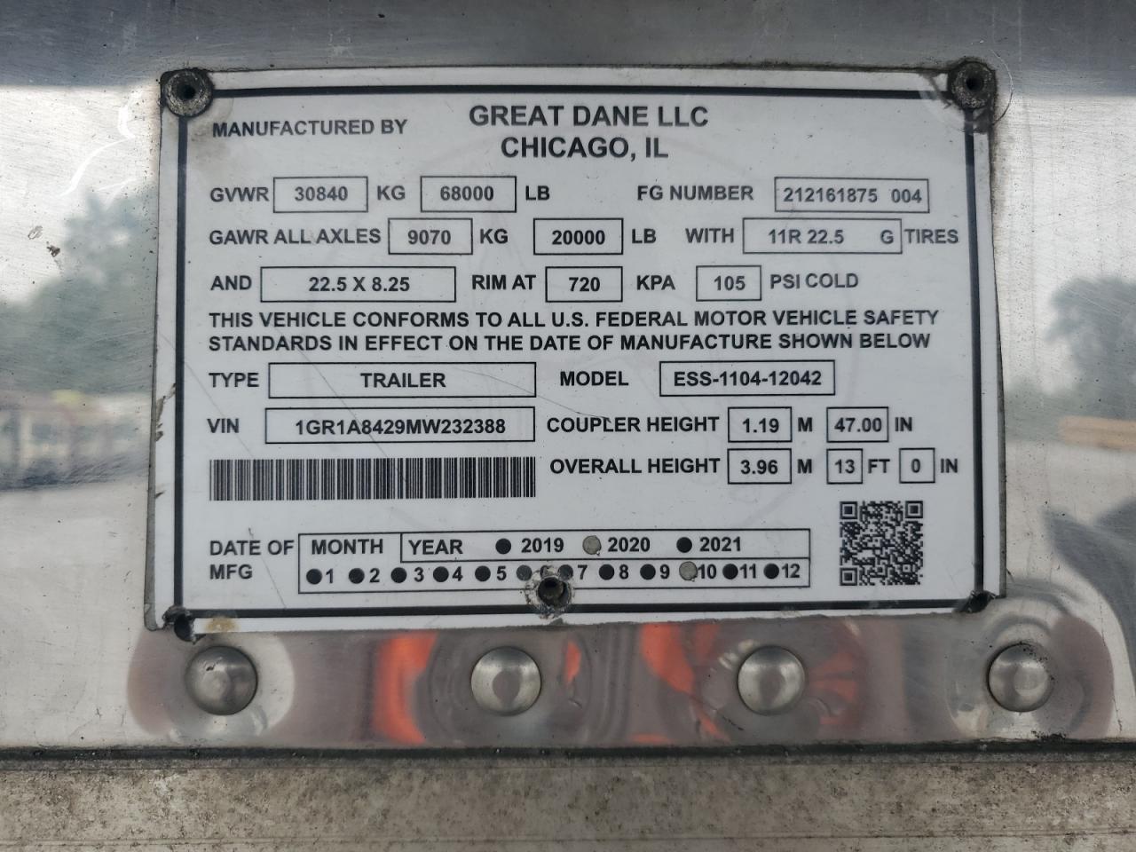 2021 GREAT 53ft reefe VIN 1GR1A8429MW232388 photo 10