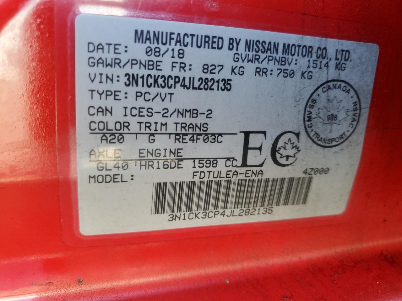 2018 Niss Micra VIN 3N1CK3CP4JL282135 photo 12