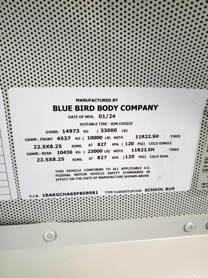 2025 BLUEBIRD All models VIN 1BAKGCHA6SF808981 photo 10