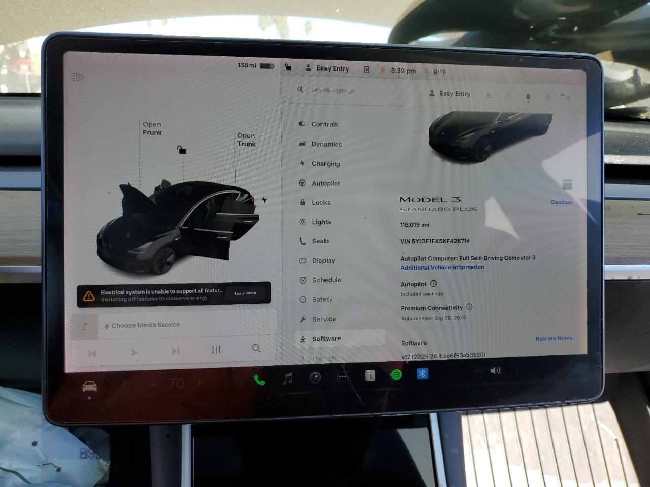 2019 Tesla Model 3 VIN 5YJ3E1EA5KF426714 photo 9