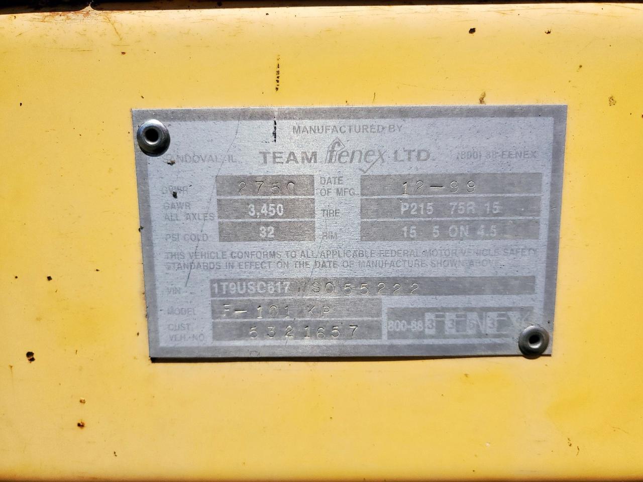 1999 FENE Trailer VIN 1T9US0617WS055222 photo 10
