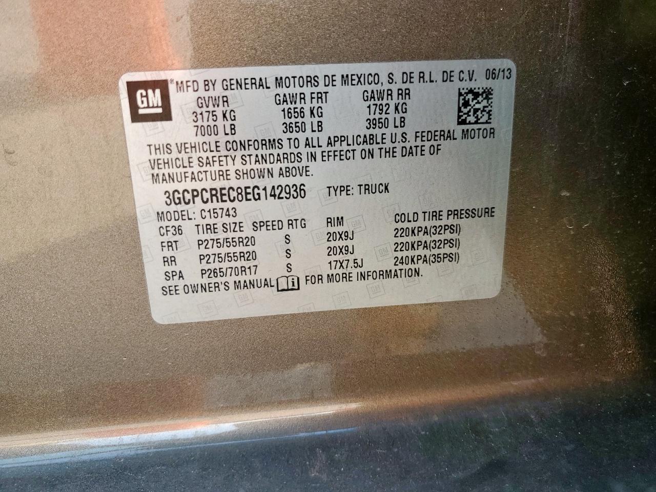 2014 Chevrolet All models VIN 3GCPCREC8EG142936 photo 12
