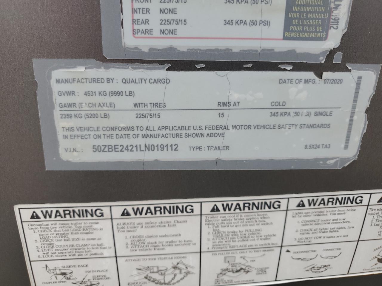 2020 QUALITY Unknown VIN 50ZBE2421LN019112 photo 10