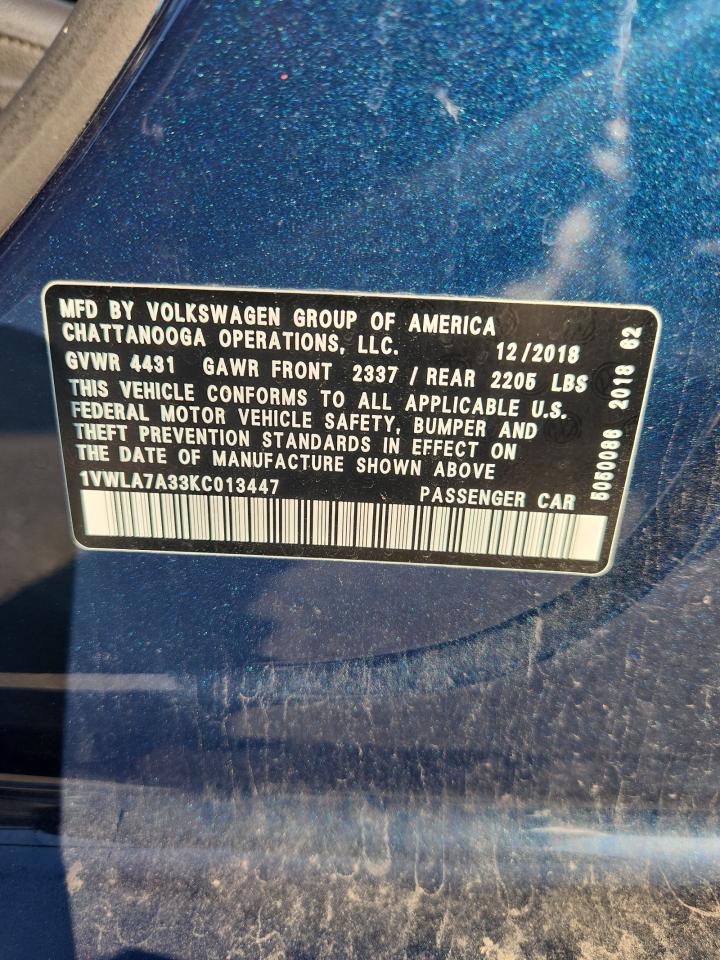 2019 Volkswagen Passat VIN 1VWLA7A33KC013447 photo 12