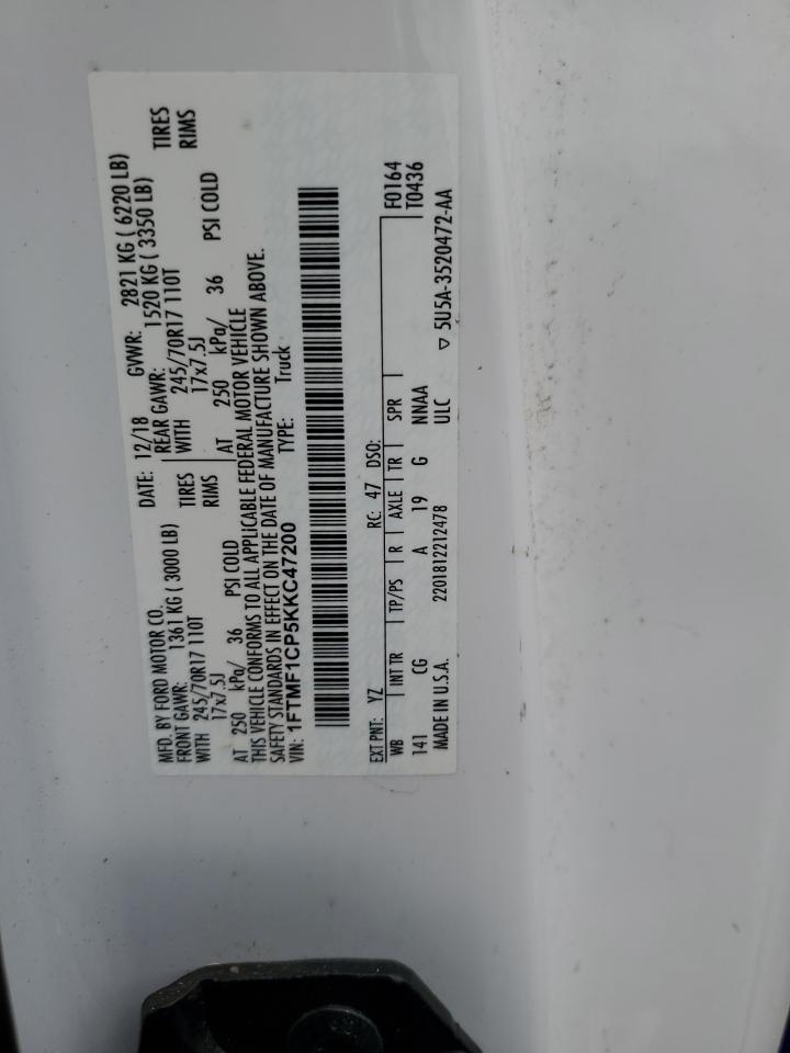 2019 Ford All models VIN 1FTMF1CP5KKC47200 photo 12